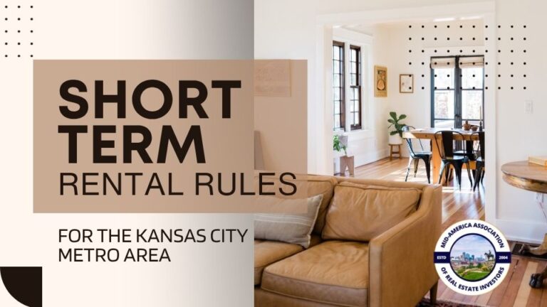 Graphic of a Short Term Rental Living Room with a guide to the Short Term Rental Rules in the KC Metro
