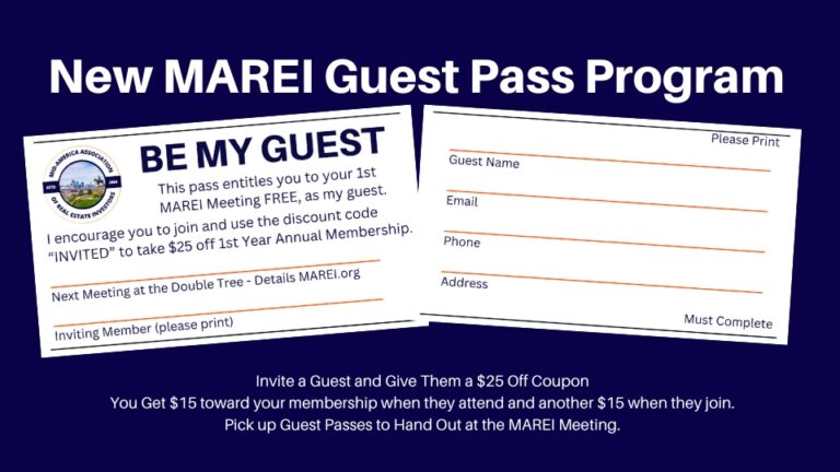 free guest pass to MAREI Real Estate Investor Meeting