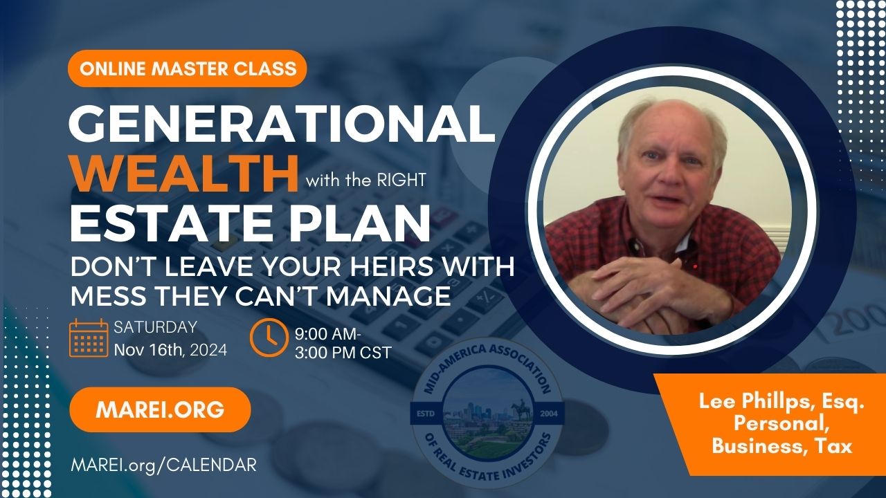 MAREI Master Class November 16 Estate Planning with Lee Phillips