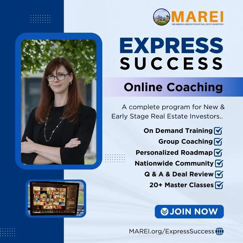 Express Success online real estate coaching program by MAREI featuring group coaching, deal reviews, and personalized investor roadmaps