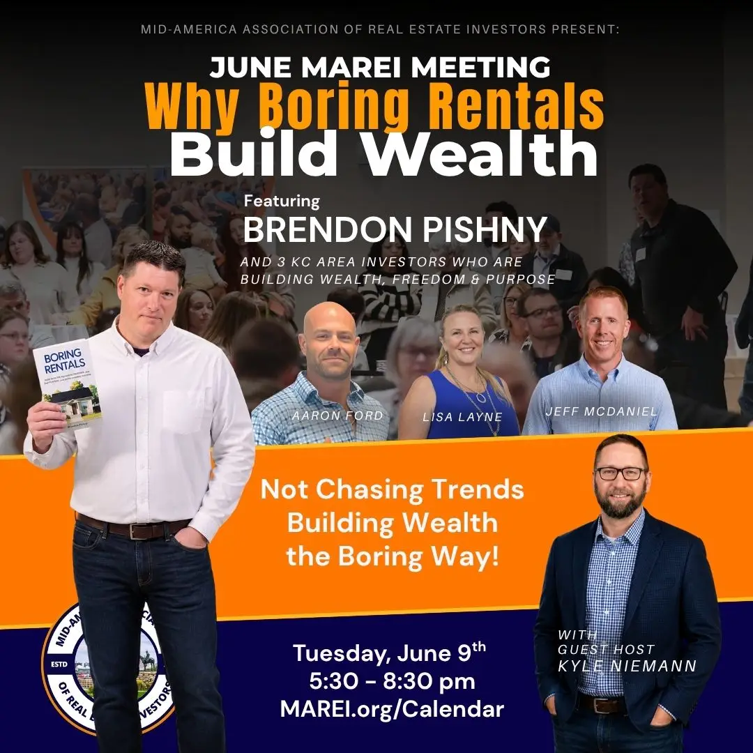 Kansas City real estate investors panel discussing how rentals, equity, and long-term investing create wealth at a MAREI meeting.