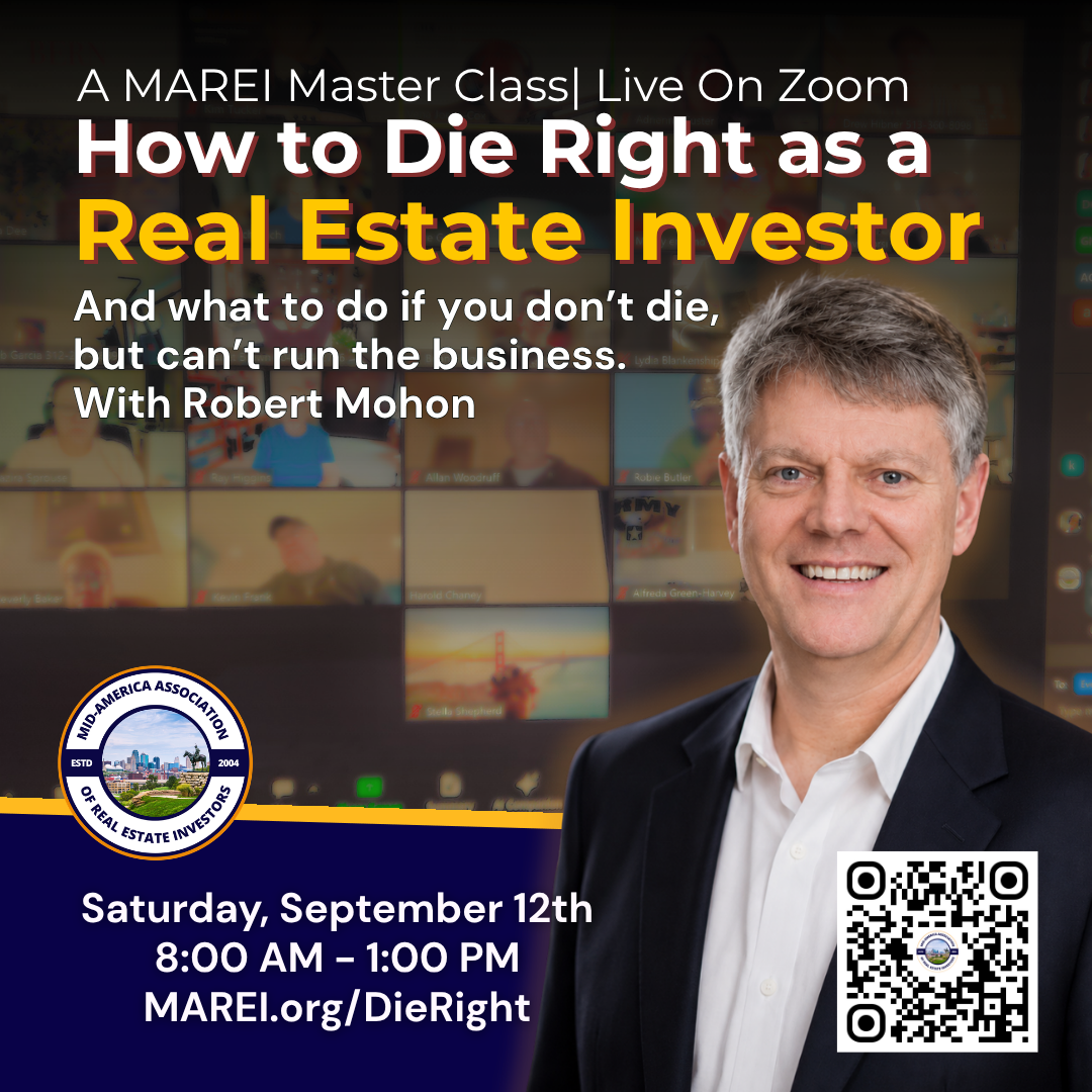 Estate planning workshop for real estate investors with Robert Mohon — MAREI Online Master Class, Saturday September 12