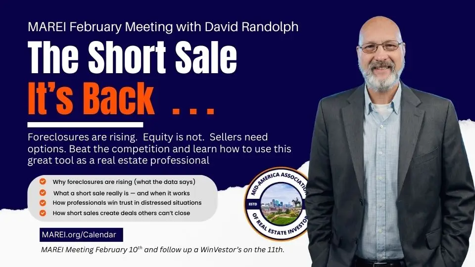 David Randolph speaking at the MAREI February Monthly Meeting on short sales as foreclosure activity rises