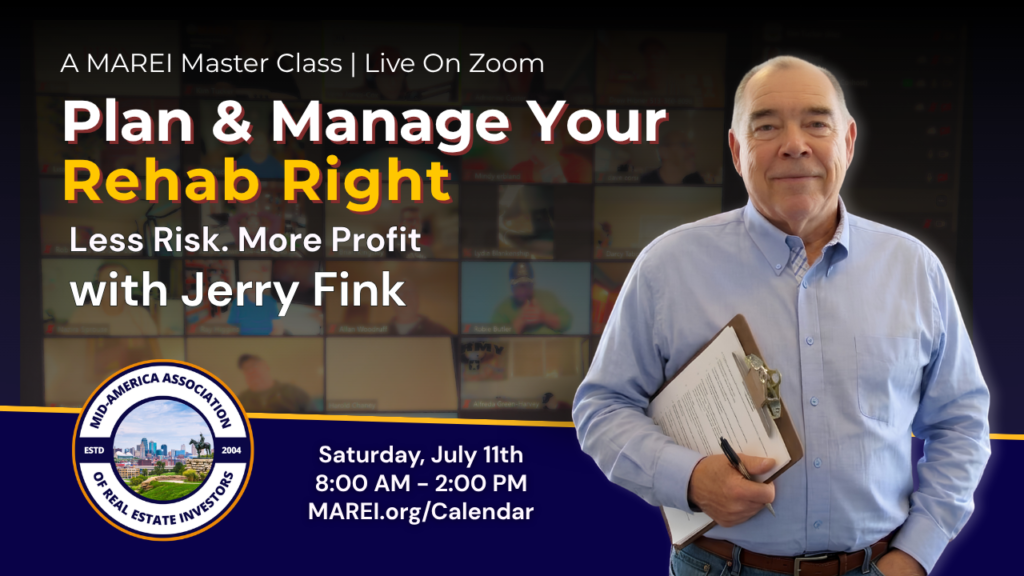 Jerry Fink holding a clipboard for the MAREI Plan Your Rehab Right online Master Class, Saturday July 11