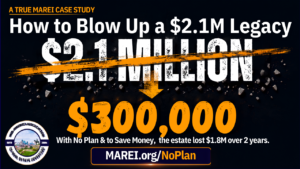 Estate planning for real estate investors — a $2.1 million portfolio reduced to $300,000 with no plan, a MAREI case study