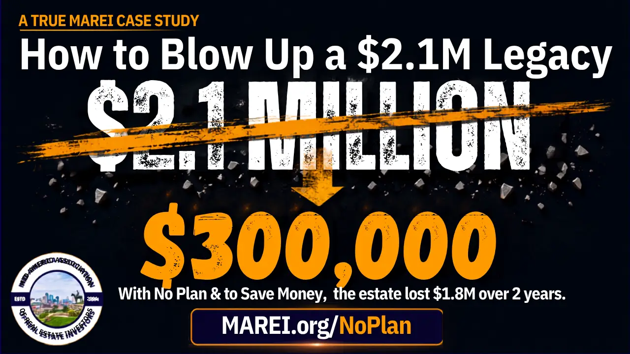 Estate planning for real estate investors — a $2.1 million portfolio reduced to $300,000 with no plan, a MAREI case study