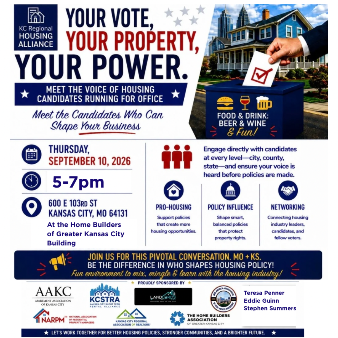 Your Vote Your Property Your Power—meet the candidates shaping Kansas City housing policy, Sept 10 property owner event, MAREI sponsor