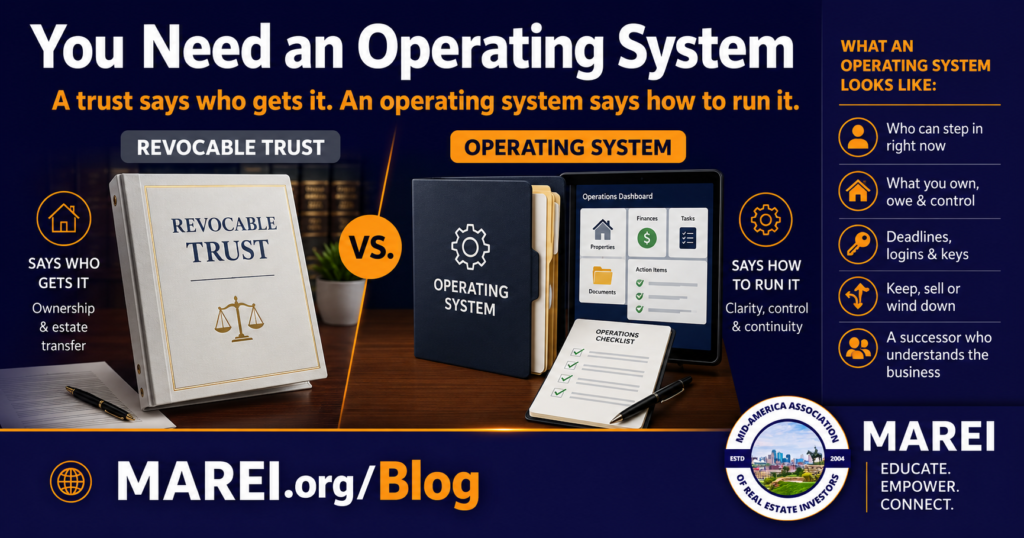 You need an operating system, not just a revocable trust — a real estate business continuity plan showing who runs your rentals and how